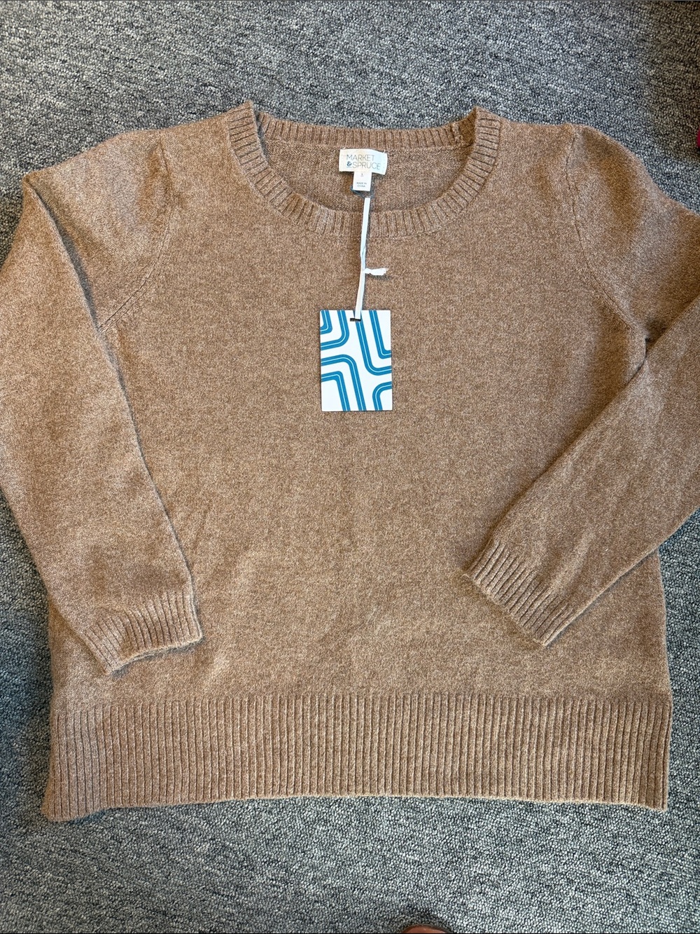 Market & Spruce Crewneck Sweater in Warm Tan